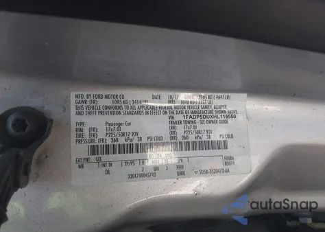 2017 Ford C-Max Hybrid Titanium z USA, uszkodzony, nr VIN 1FADP5DUXHL118550